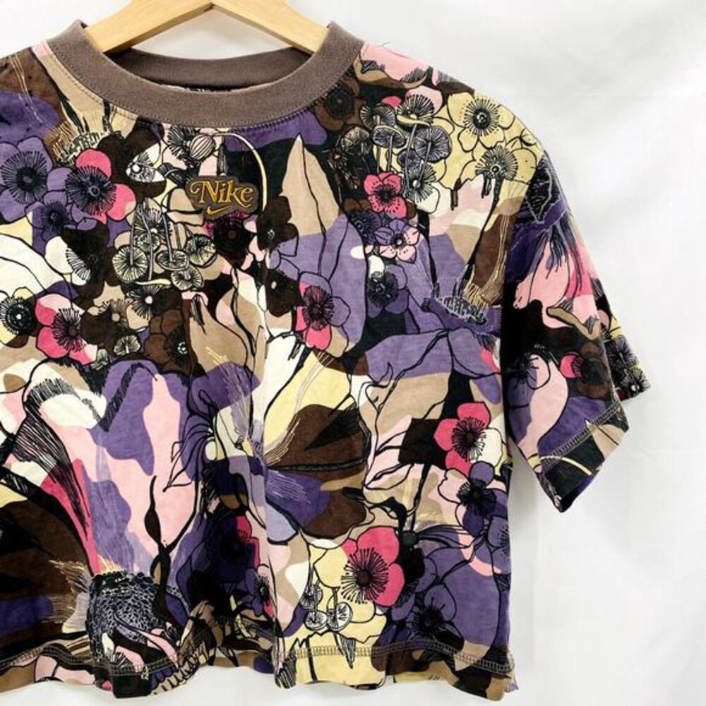 Nike purple floral cropped boxy tee‎